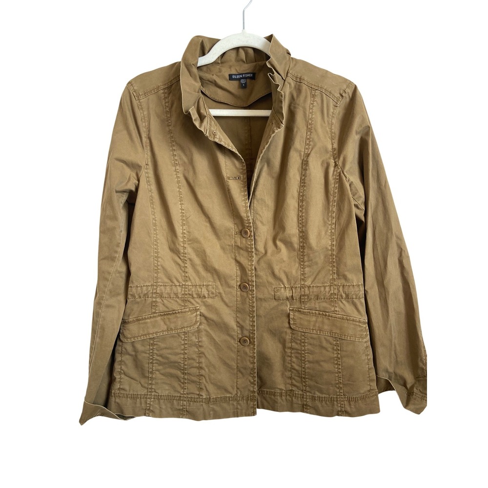 Eileen Fisher‎ Tan Utility Jacket Women Size Small Cotton Blend